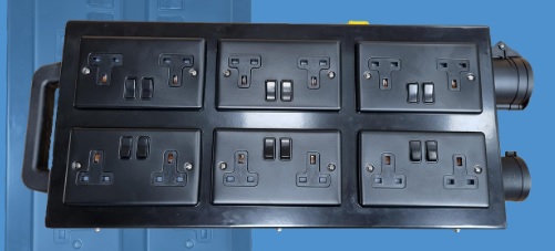 PCE 13A Distro Box (32A In & Out with 6 x 13A Twin Sockets)