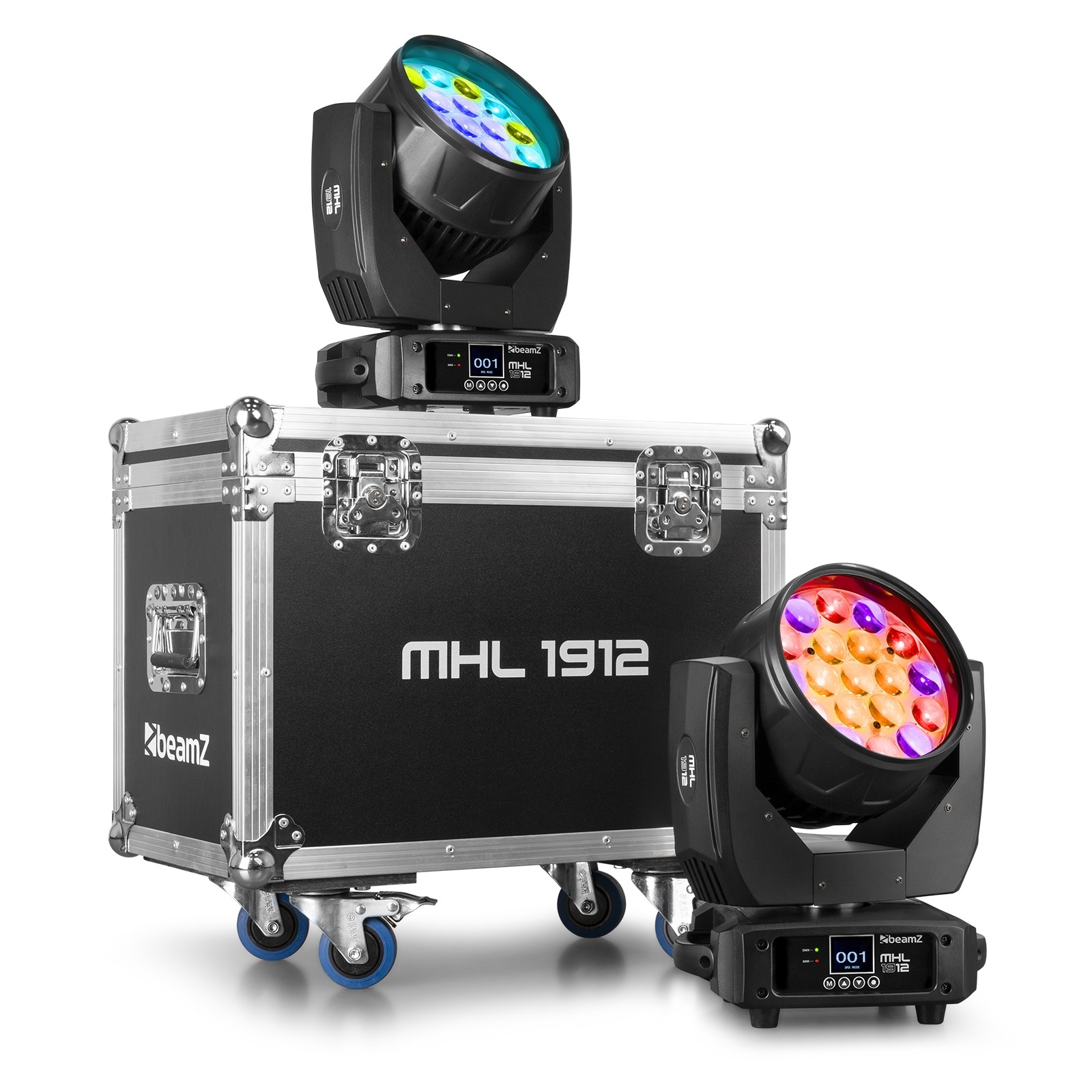 BeamZ Pro - MHL1912 LED Wash Moving Head with Zoom 2pcs in Flightcase (p/n 150.120)