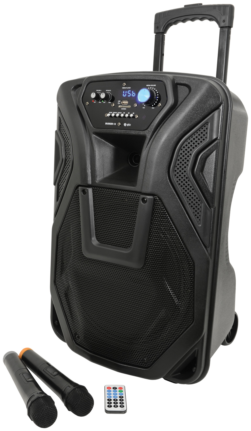 QTX - Busker PA with VHF Mics & Media Player 15
