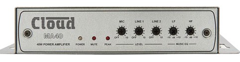 CLOUD MA40 - MIXER AMPLIFIER 40W, 4ohm output, 2x line inputs