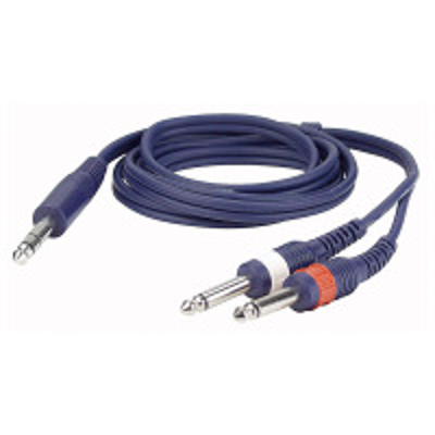 Stereo Jack to Twin Mono Jack Lead, 3m Blue - FL343