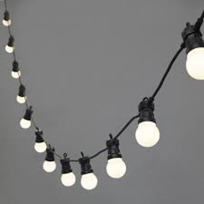 25m  Festoon with 60 Golfball Lamps - Hire