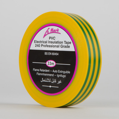 PVC Tape Electrical BS3924 (EARTH) 19mm x 33m 