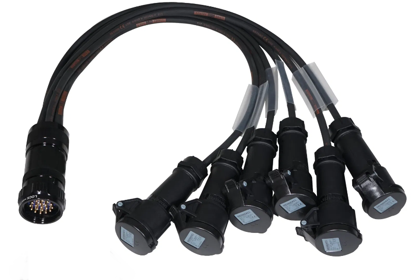 Multilock Male Spider To 6 x 16A Sockets All Black