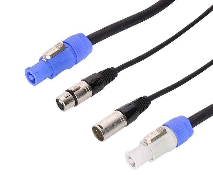 1.5m Combi PowerCON and XLR 5-Pin Male - Female DMX Cable