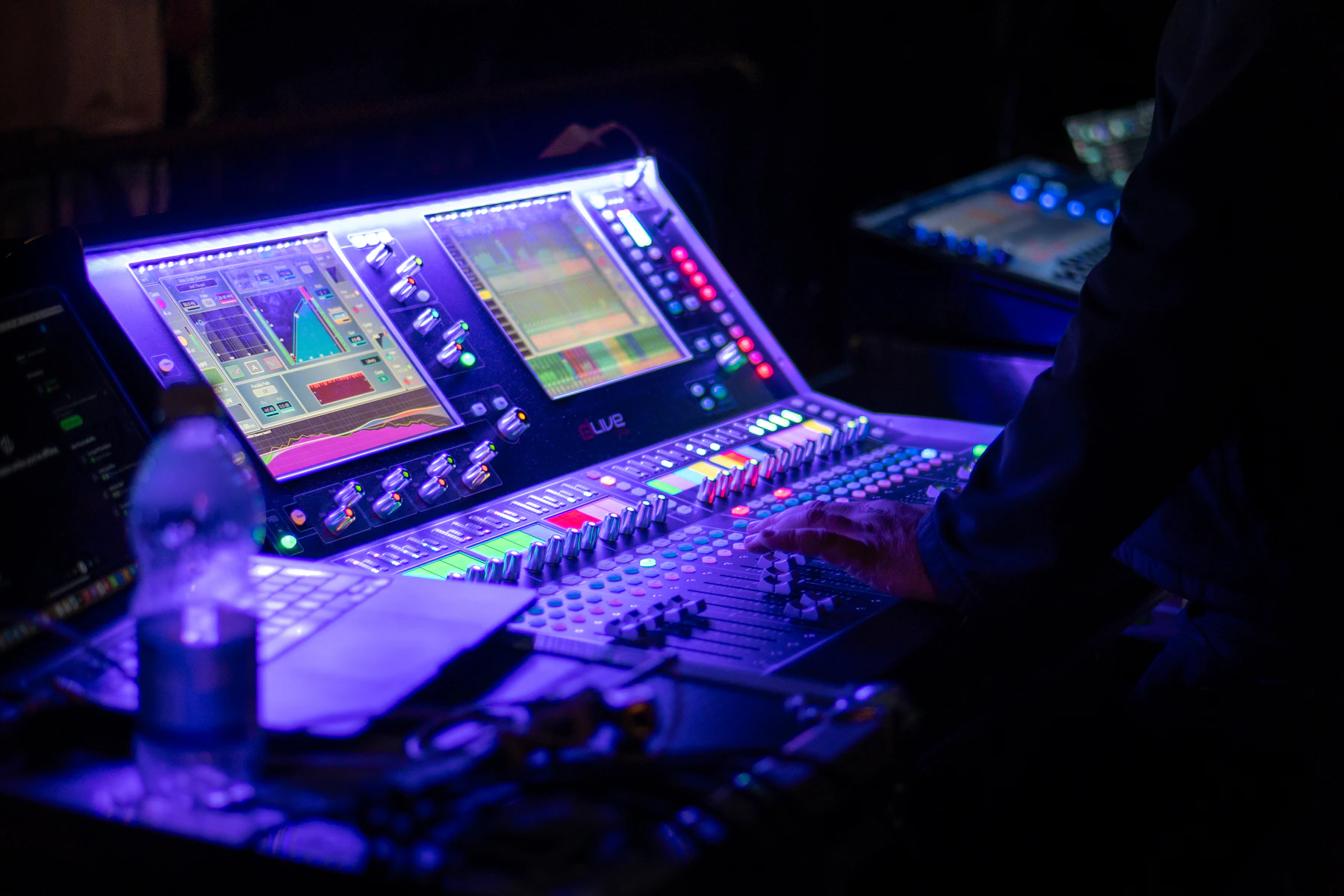 A live sound mixing console